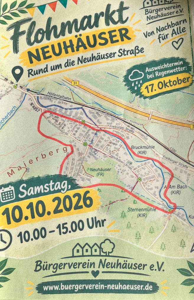 10.10.2026 Straßenflohmarkt in Neuhäuser Kappel/Kirchzarten