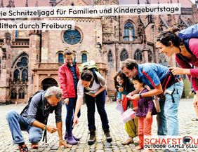 Familientour von Schafstour, exit game vor dem Freiburger Münster