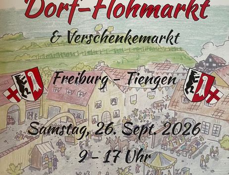 Auf dem Bild ist das Datum und die Uhrzeit unseres Dorf-Flohmarktes zu sehen