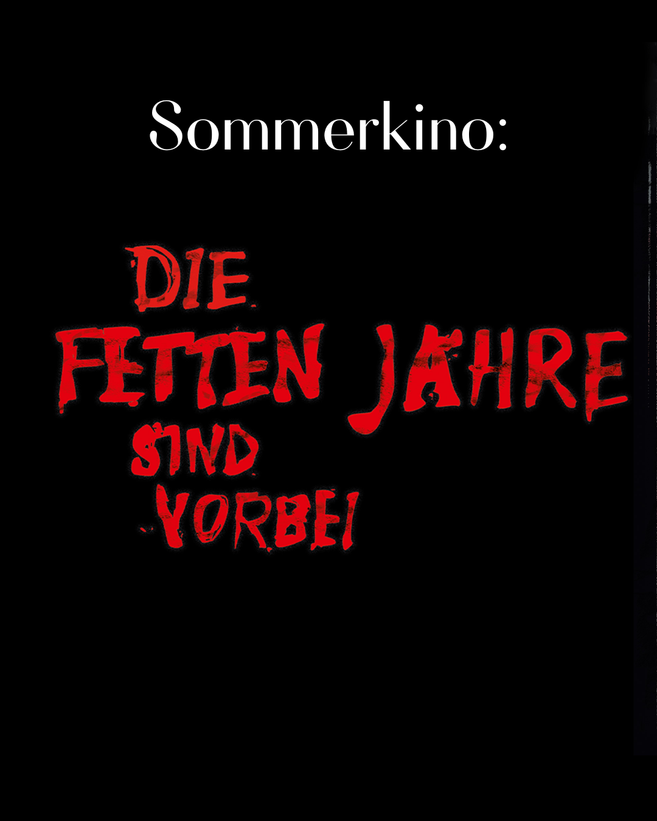 Rote Schrift auf schwarzem Hintergrund: Die fetten Jahre sind vorbei