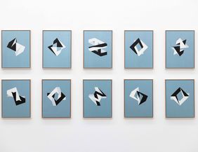 Dave Grossmann, In Shape, 2023, Hammerschlaglack und Acryllack auf Alu-Dibond, je 40 x 30cm, 
