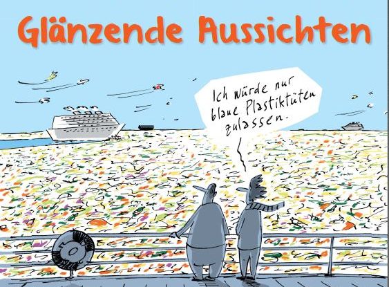 Plakatfoto Karikaturenausstellung 'Glänzende Aussichten', © Misereor