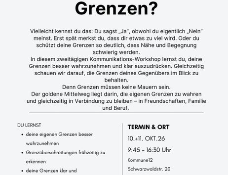 Flyer für einen Workshop zum Thema Grenzen